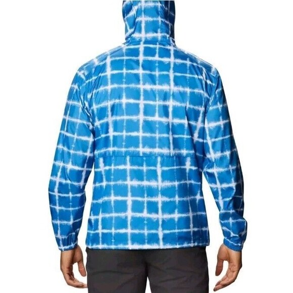 COLUMBIA Flash Forward Windbreaker Jacket sz L Medium Blue White Panel Print - Picture 2 of 8